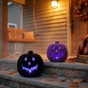 Purple 8" LED Black Velvet Pumpkin