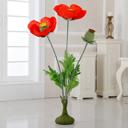 Red Yellow 45" Free Standing Artificial Faux Poppies