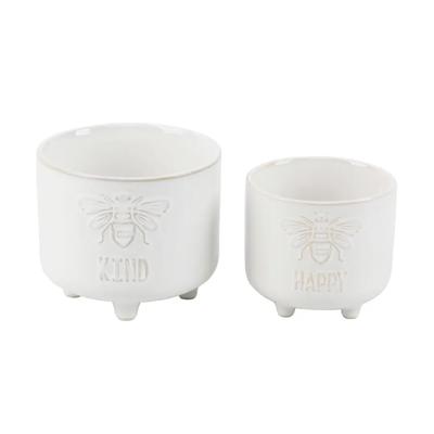 Set of 2 Bee Kind Footed Planters