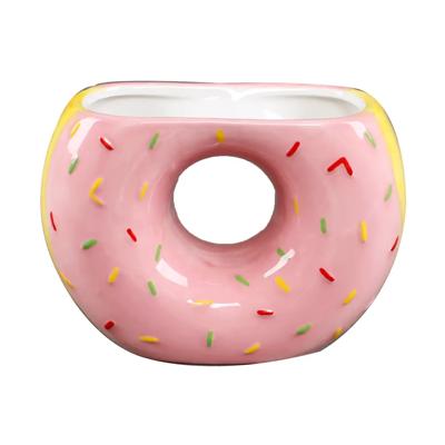 4.75"H Ceramic Pink   Frosting Donut Vase 