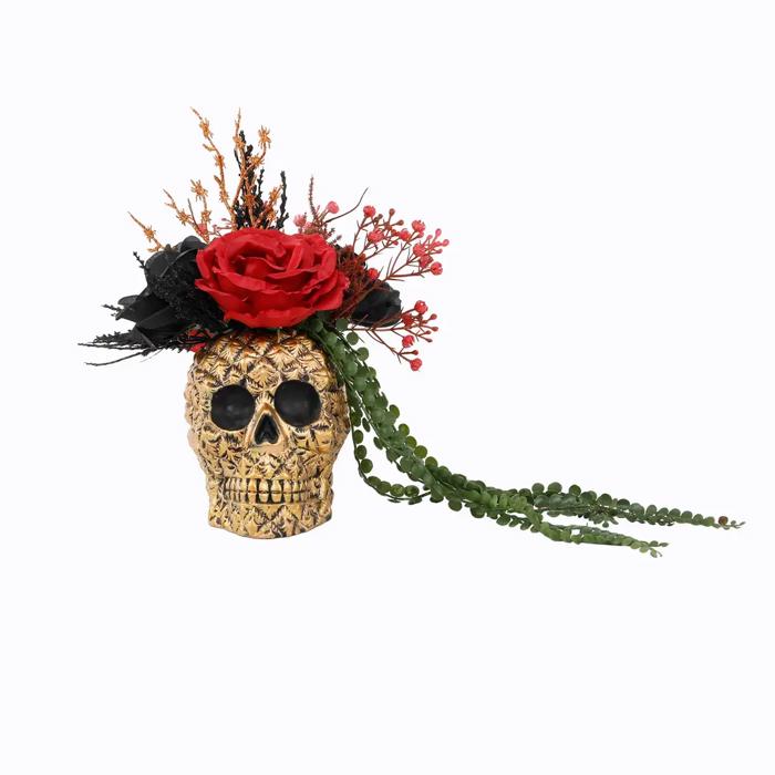 11.5" Gold Skull with Florals