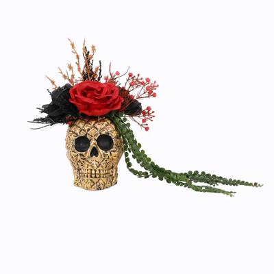 11.5" Gold Skull with Florals