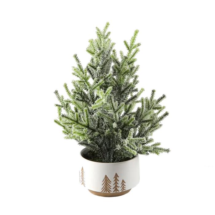 12" Frosted Tree in 4" Reverse Tree Planter 