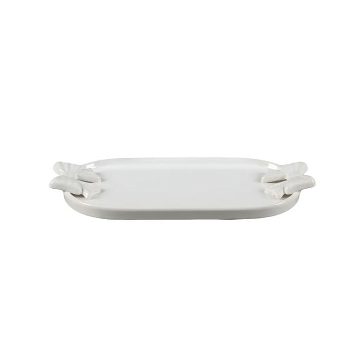 11.5" Ceramic Bow Trinket Tray 