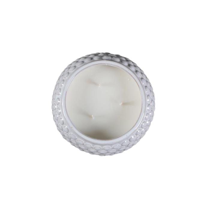 3.87" White Bubble Texture Ceramic Candle - Vanilla Cloud