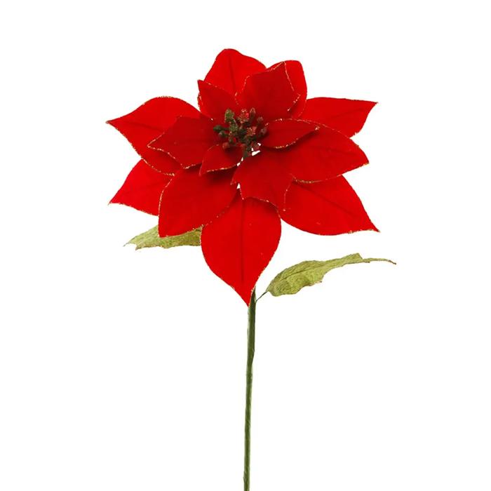 10" Artificial Faux Poinsettia with Stem