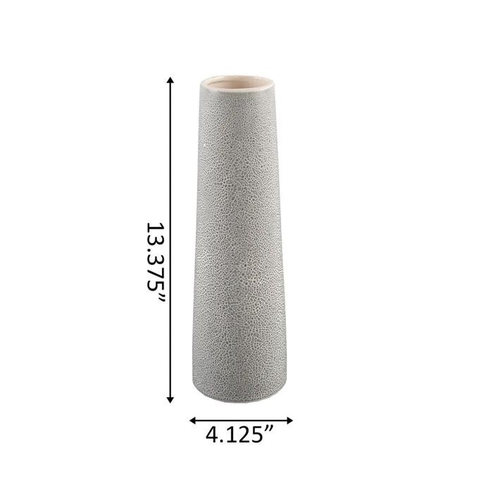 14" Leather Finish Ceramic Vase