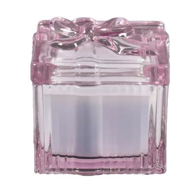 4.25"D Glass Candle w/lid (15 oz) - Frosted Peony 