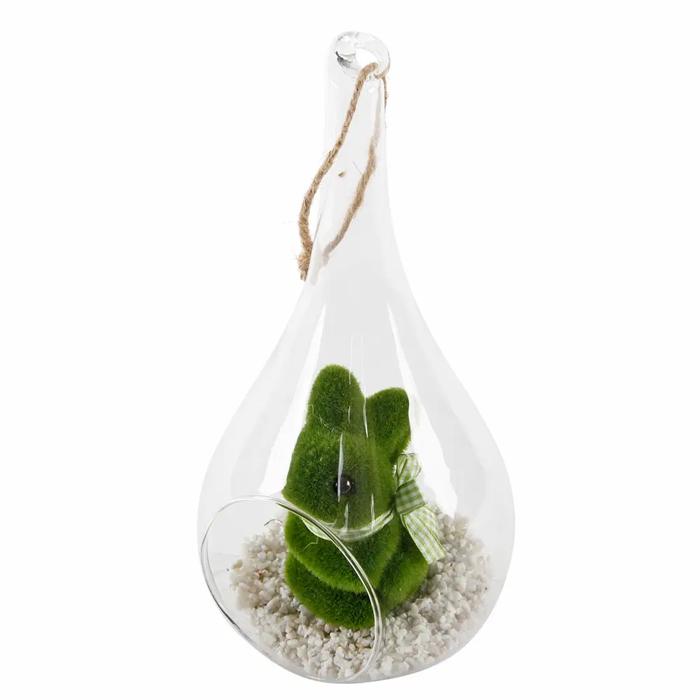 Hanging Bunny Terrarium with Faux Succulent