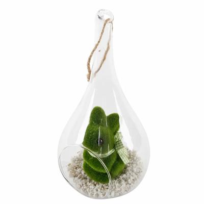 Hanging Bunny Terrarium with Faux Succulent