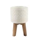  Set of 2 10' & 8" Illuminati Ceramic Planter on Wood Stand