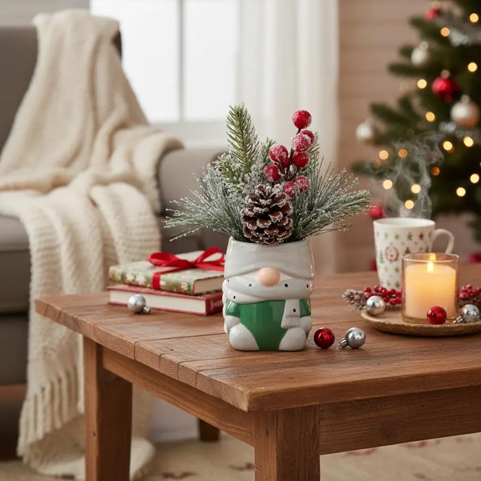 Green Gnome Ceramic Pot