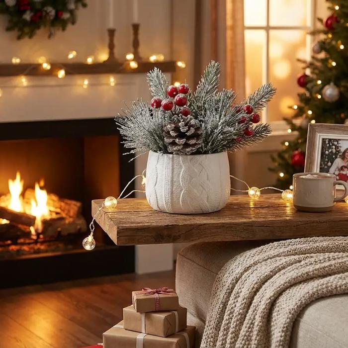 8" White Sweater Ceramic Planter