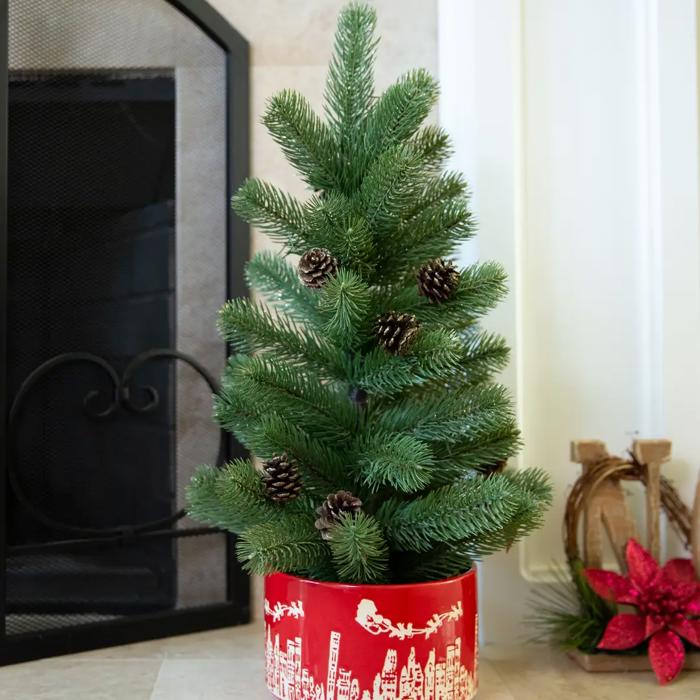 24" Xmas Tree in 7" Cityscape Planter