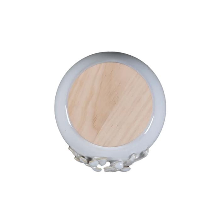 5.52" Ceramic Flower Candle with Wood Lid - Peony