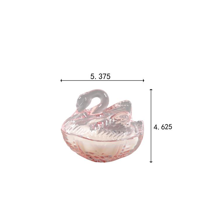 5.38"L Glass Swan Candle w/Lid (4.5 oz) - Frosted Peony