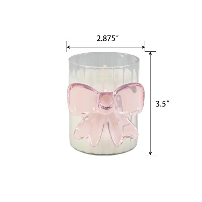 3.5"H Glass Candle w/Bow (7.1 oz) -Sparkling Champagne