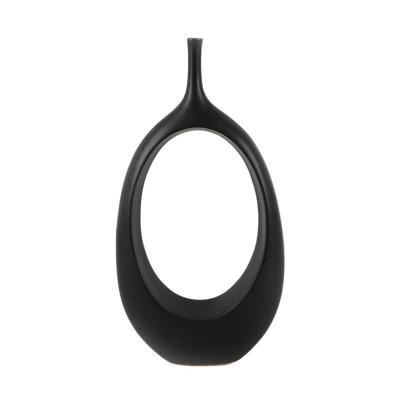 18.69" Tall Black Open Oval Ceramic Decorative Accent