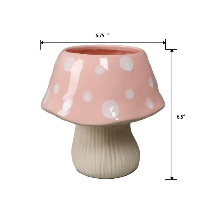 7"D Ceramic Mushroom Pot