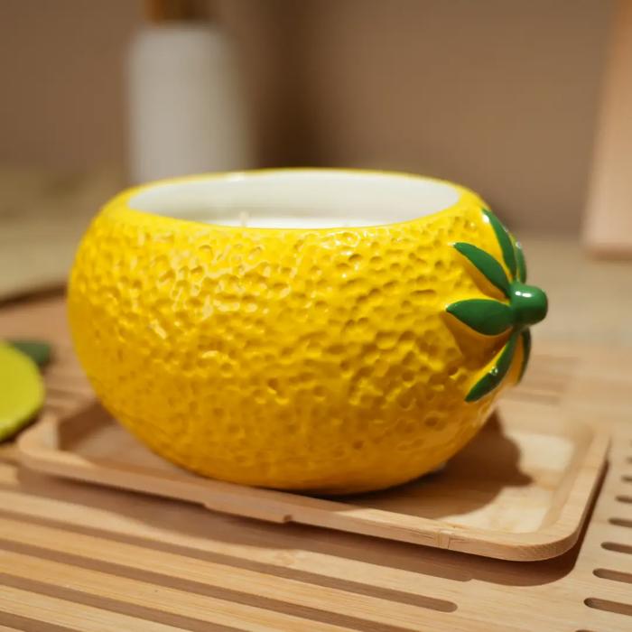 Shaped Ceramic Candle - Lemon
