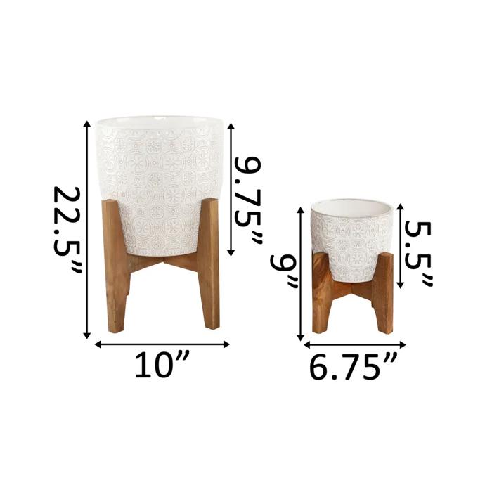 Set of 2 10" & 8" Cathedral Ceramic Planters