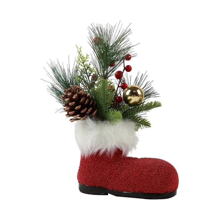12" Red Beaded Santa Boot