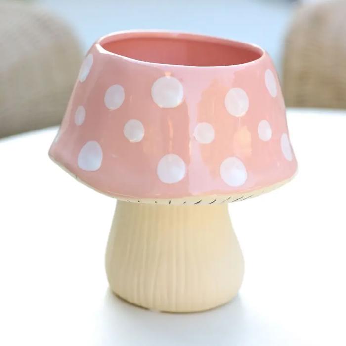 7"D Ceramic Mushroom Pot