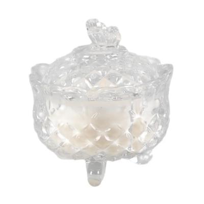 4.5” Clear Cut Glass Lidded Candle – Peony Garden 