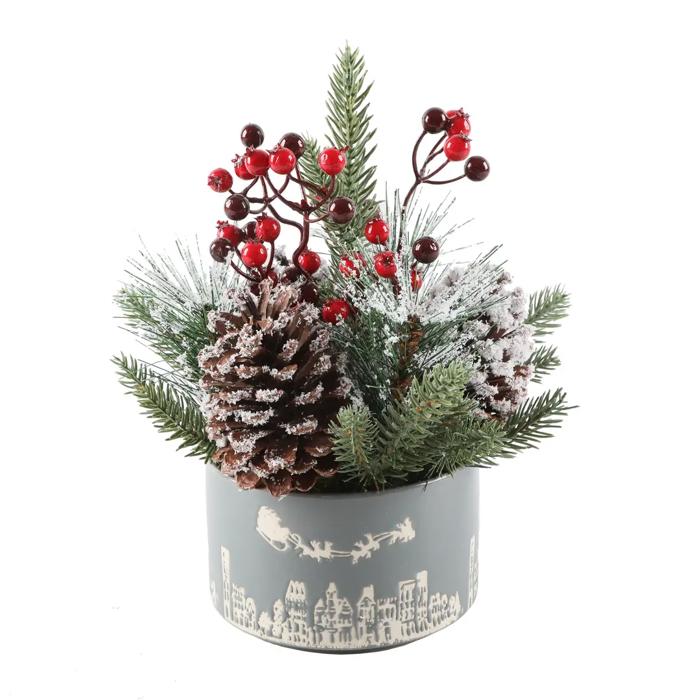 Xmas Mix in 5" Gray Cityscape Planter