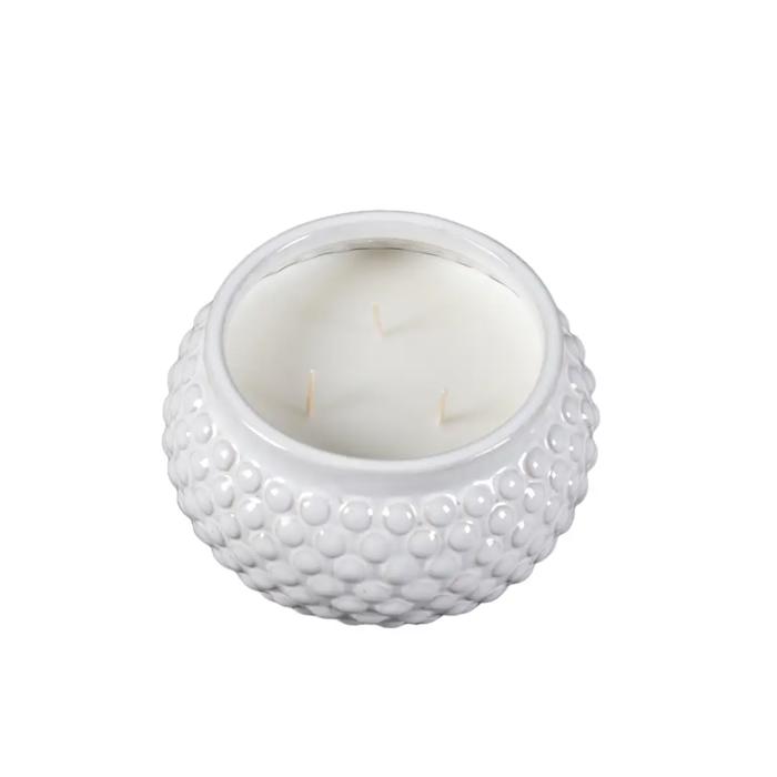 3.87" White Bubble Texture Ceramic Candle - Vanilla Cloud