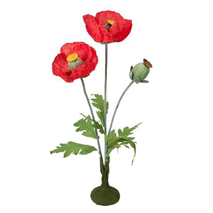 45" Free Standing Artificial Faux Poppies