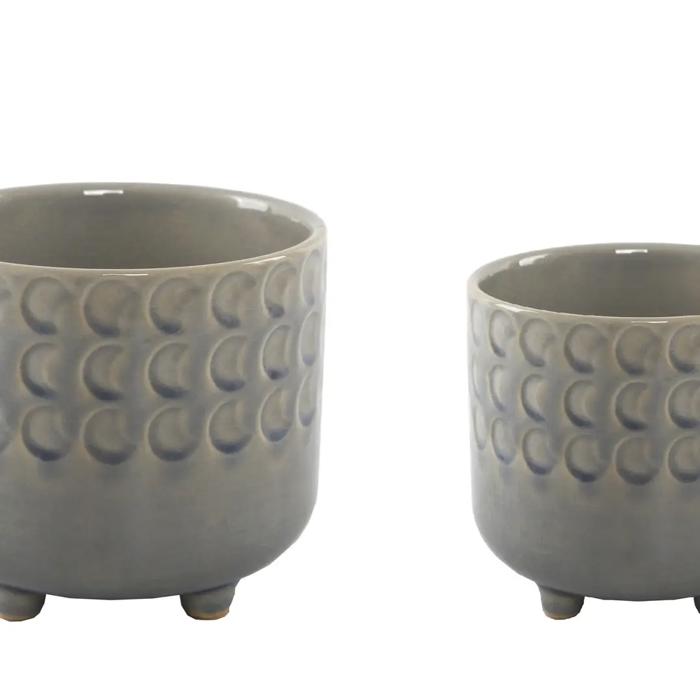  Set of 2 Small Moon Phase Footed Planters