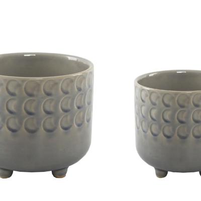  Set of 2 Small Moon Phase Footed Planters