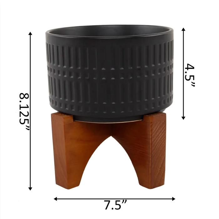 7" Roman Matte Black  Ceramic Planter