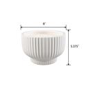  White Ribbed Ceramic Bowl Candle - Bamboo 