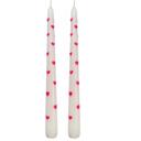  Valentine Taper Candles with Raised Red Hearts - Set of 2