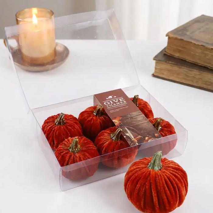 Set of 6 Velvet Pumpkins