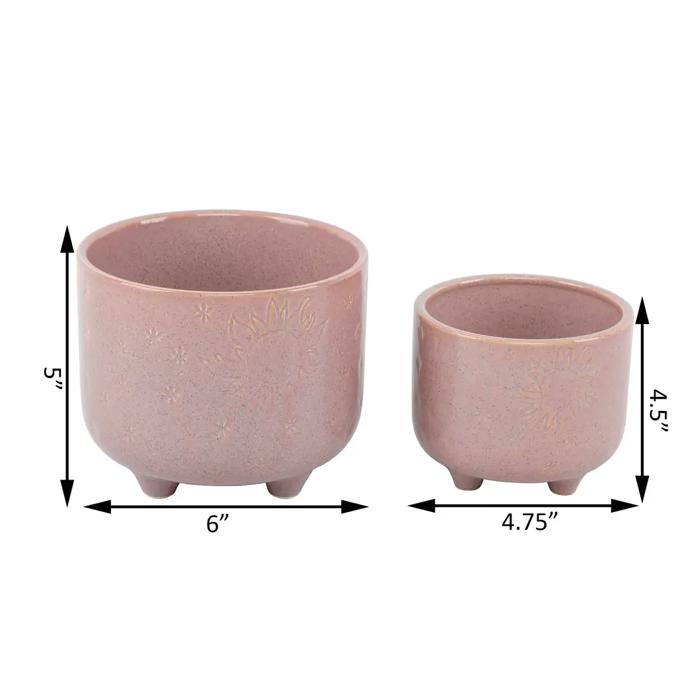 Set of 2 Sun & Moon Footed Planters