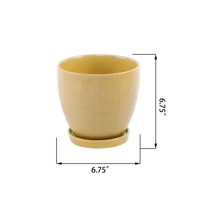 Set of 3 Hiero Planters w/ Saucer 