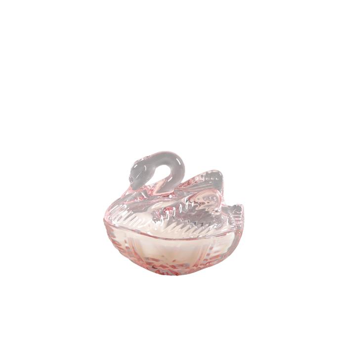 5.38"L Glass Swan Candle w/Lid (4.5 oz) - Frosted Peony