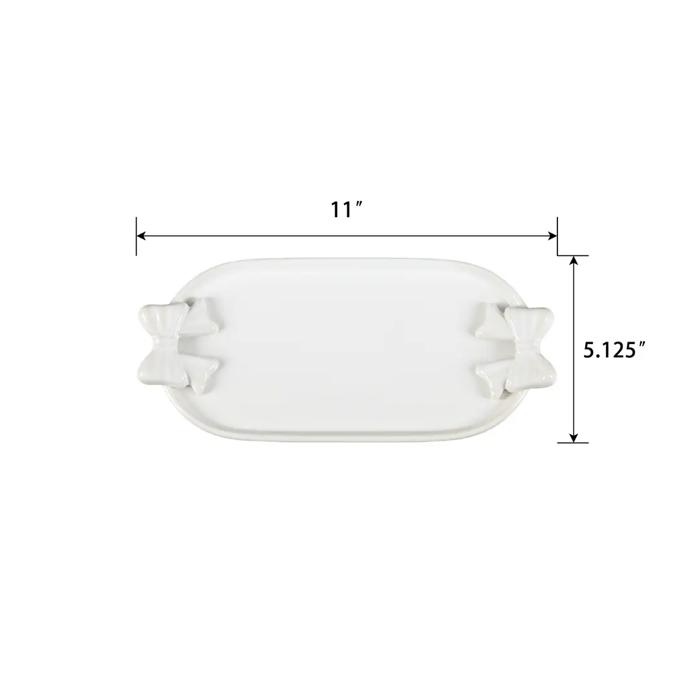 11.5" Ceramic Bow Trinket Tray 