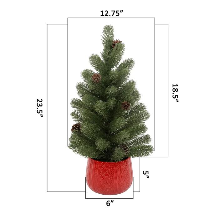 24" Tree Red Sweater Planter