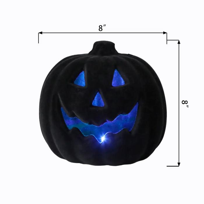 8" LED Black Velvet Pumpkin