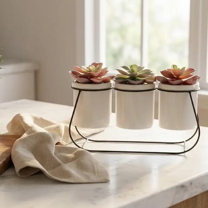 Succulents in Metal Holder