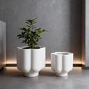  Set of 2, Gloss White 6.5"D & 5.25"D   Ceramic Flower Planters