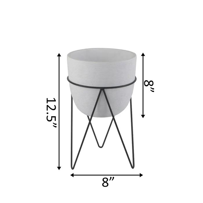12.5" Tall Cement Pot on Stand 