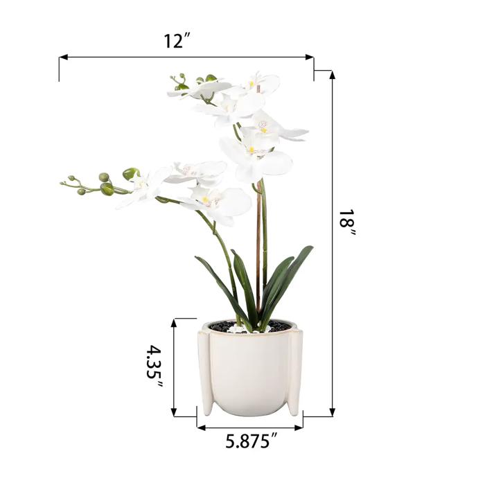 18"H Real-touch Orchids in 6" Ceramic Planter