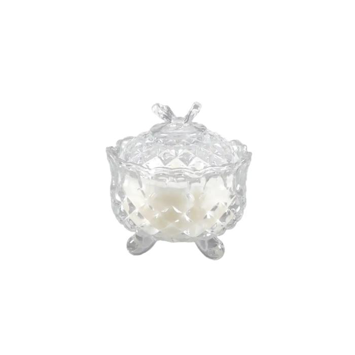 4.5” Clear Cut Glass Lidded Candle – Peony Garden 