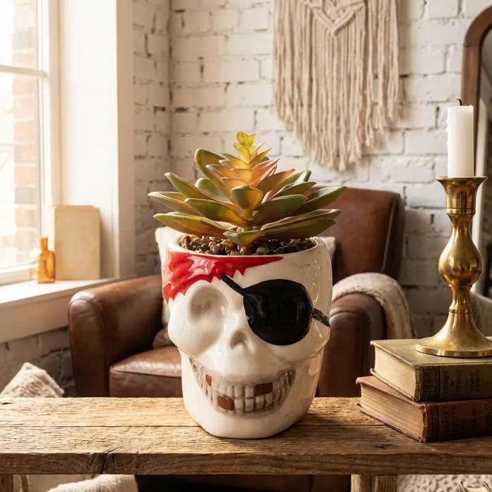 Faux Succulent in Ceramic Pirate