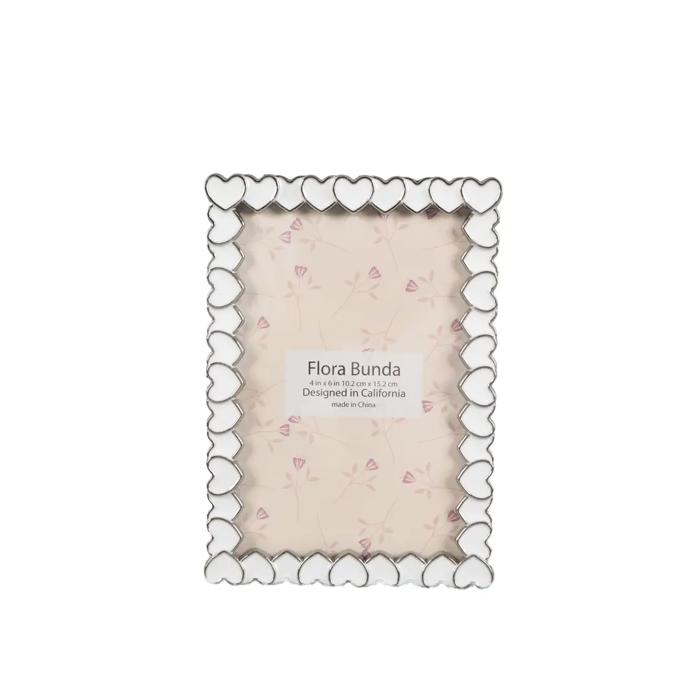 4x6 White Heart Zinc Alloy Frame